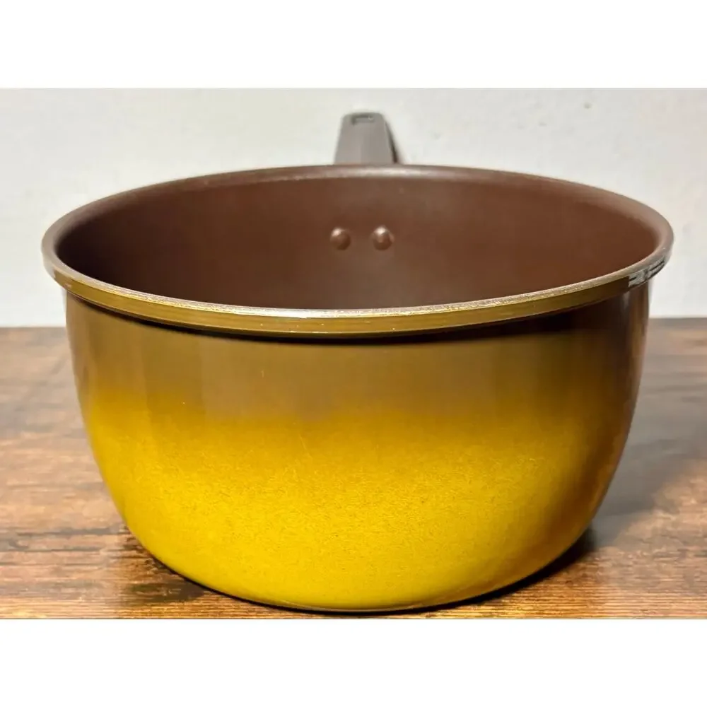 Vintage Revere Ware Color Clad 3 QT Saucepan 1801 Solid Aluminum Yellow & Brown